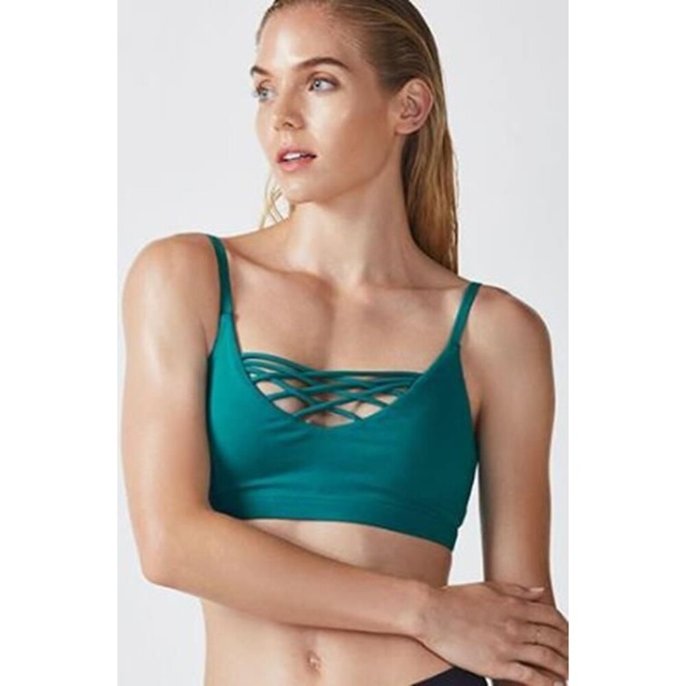 NWT Fabletics Viridian Green Lenni Strappy Wireless Sports Bra Sz XXL